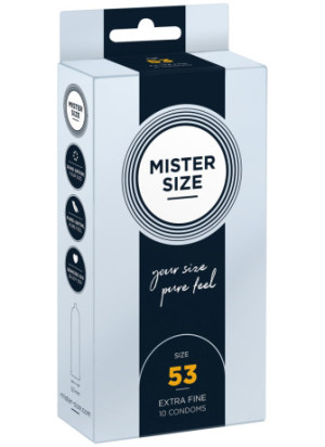 Boite de 10 préservatifs latex avec réservoir, 7 tailles disponibles, Mister Size - MS10
